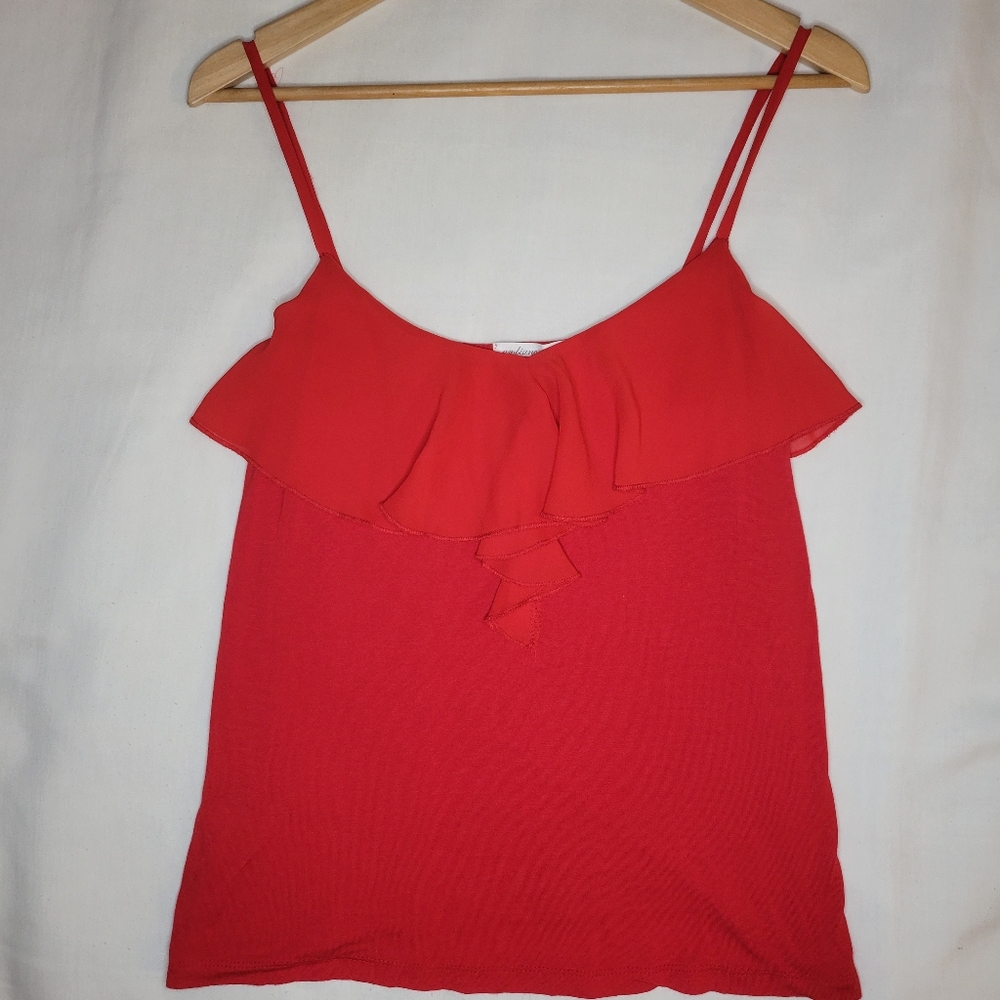 Ambiance Apparel Size L Womens Red fitted with mesh string tank top camisole